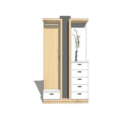 现代实木鞋柜免费su模型(1)