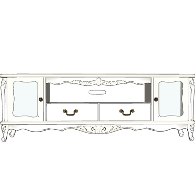 欧式实木电视柜免费su模型(1)