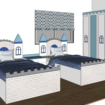 欧式城堡主题单人床免费su模型(1)