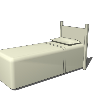 现代单人床免费su模型(1)