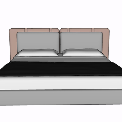 现代布艺双人床免费su模型(1)