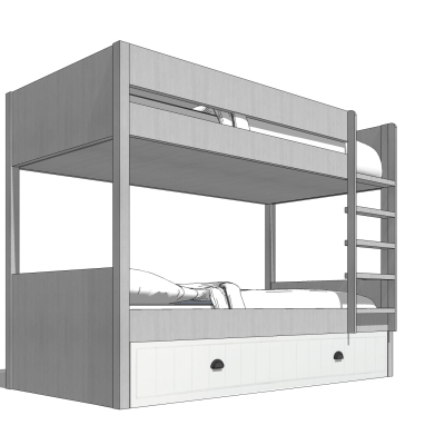 现代儿童高低床免费su模型(1)
