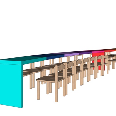 现代实木儿童桌椅免费su模型(1)