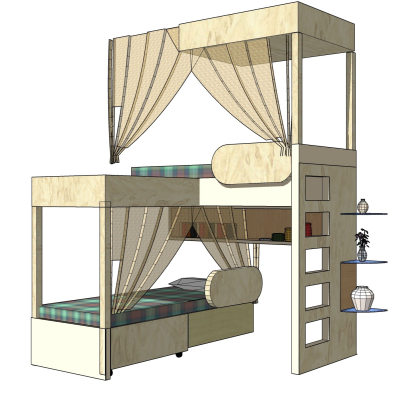现代儿童床免费su模型(1)