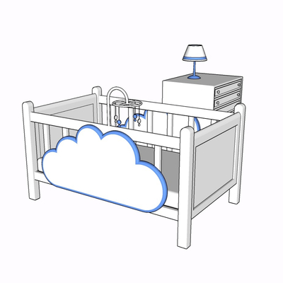 现代实木儿童床免费su模型(1)
