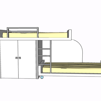 现代实木儿童床免费su模型(1)