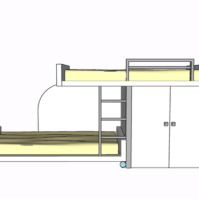 现代实木儿童床免费su模型(1)