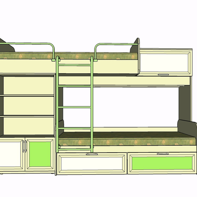 现代实木儿童床免费su模型(1)