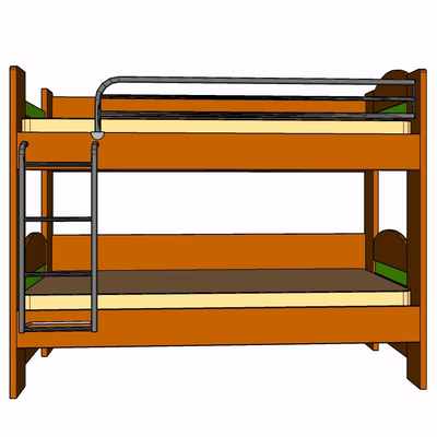 现代实木儿童床免费su模型(1)