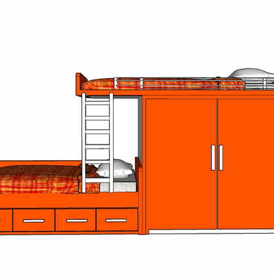 现代实木儿童床免费su模型(1)