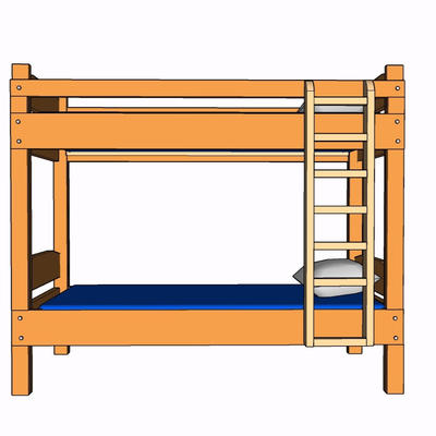 现代实木儿童床免费su模型(1)