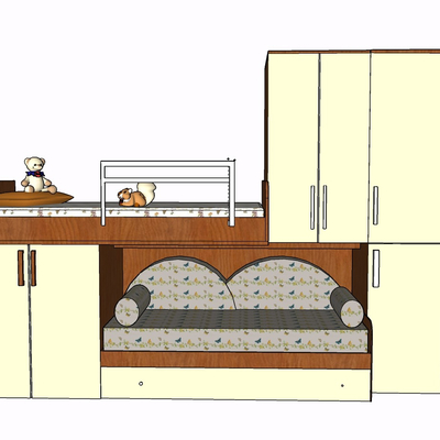 现代实木儿童床免费su模型(1)