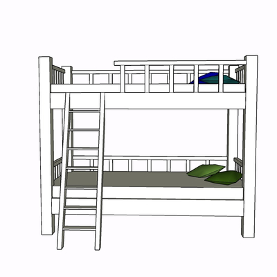 现代实木儿童床免费su模型(1)