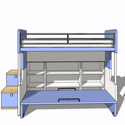 现代实木儿童床免费su模型(1)