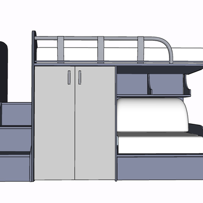 现代实木儿童床免费su模型(1)