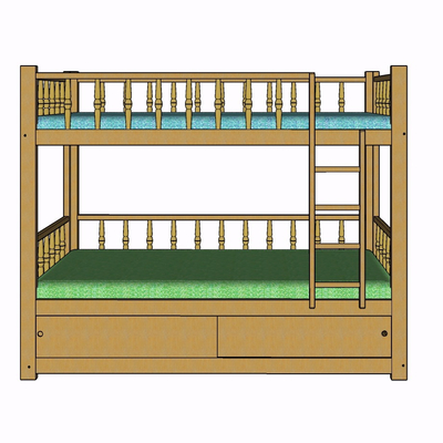 现代实木儿童床免费su模型(1)