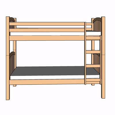 现代实木儿童床免费su模型(1)