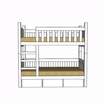 现代实木儿童床免费su模型(1)