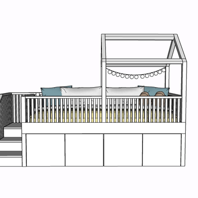 现代实木儿童床免费su模型(1)
