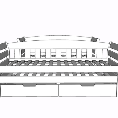 现代实木儿童床免费su模型(1)