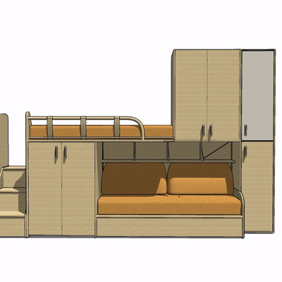 现代实木儿童床免费su模型(1)