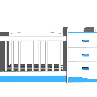现代实木儿童床免费su模型(1)