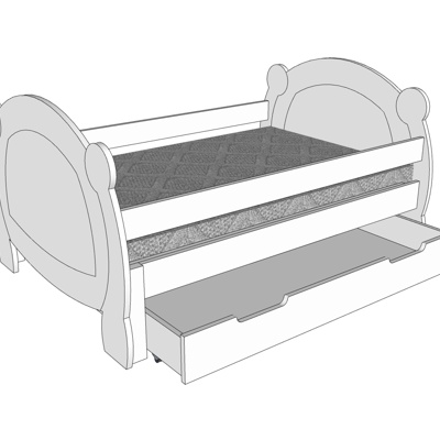 现代实木儿童床免费su模型(1)