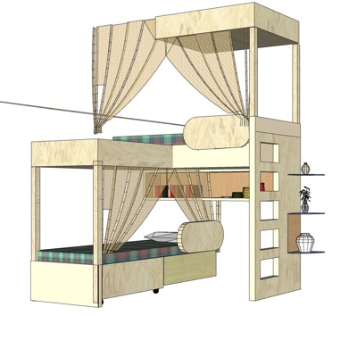 现代儿童床免费su模型(1)