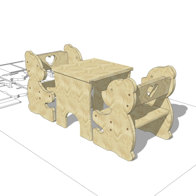现代儿童桌椅免费su模型(1)