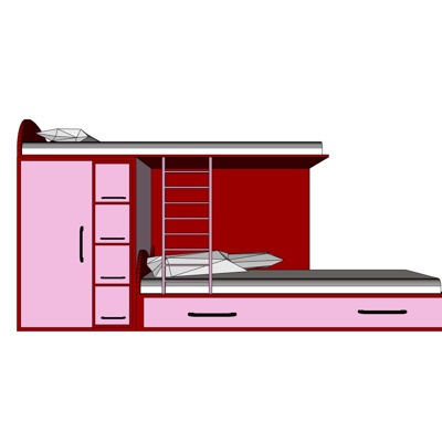 现代儿童上下床免费su模型(1)