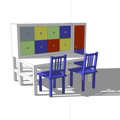 现代儿童桌椅免费su模型(1)