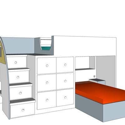 现代儿童上下床免费su模型(1)