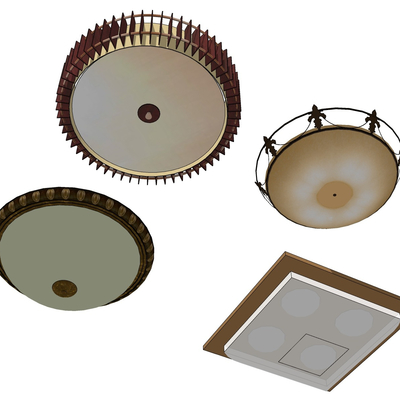 欧式金属吸顶灯免费su模型(1)
