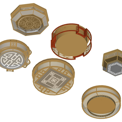 新中式实木吸顶灯免费su模型(1)