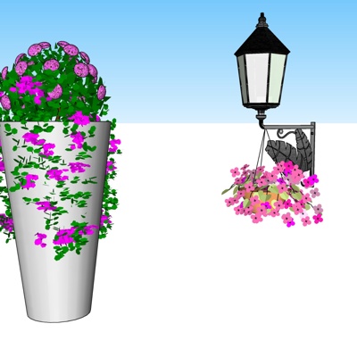 现代盆栽壁灯免费su模型(1)