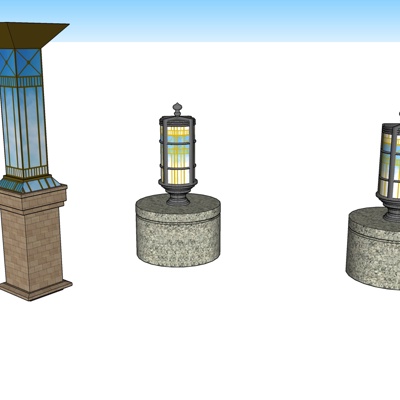 现代户外景观灯免费su模型(1)