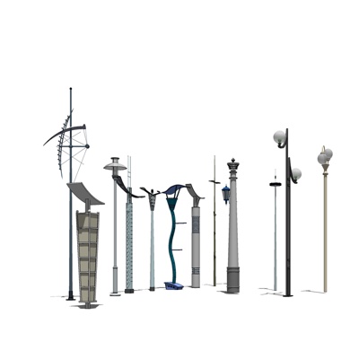 现代金属路灯景观灯免费su模型(1)