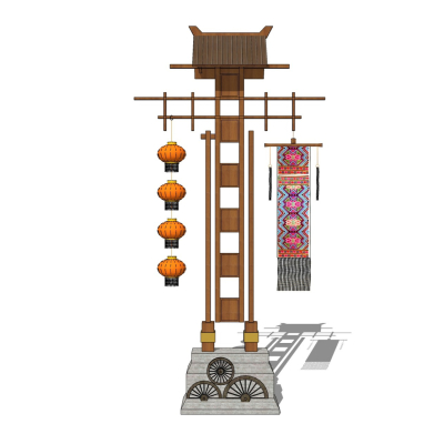中式路灯景观灯免费su模型(1)