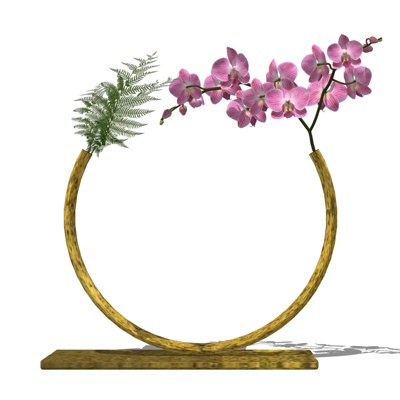 现代金属花卉摆件免费su模型(1)