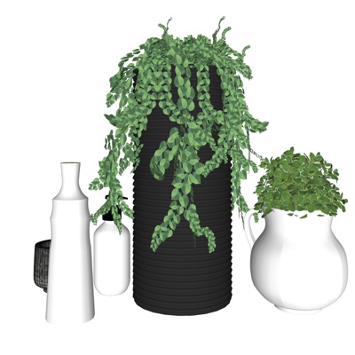 现代花瓶绿植盆栽摆件免费su模型(1)