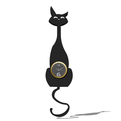 现代黑猫落地钟表免费su模型(1)