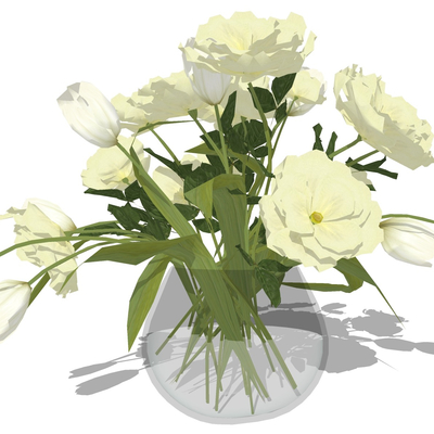 现代花瓶花卉免费su模型(1)