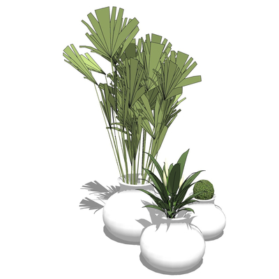 现代花瓶花卉免费su模型(1)