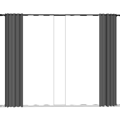 现代布艺窗帘免费su模型(1)