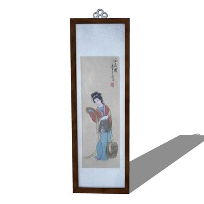中式仕女图挂画免费su模型(1)