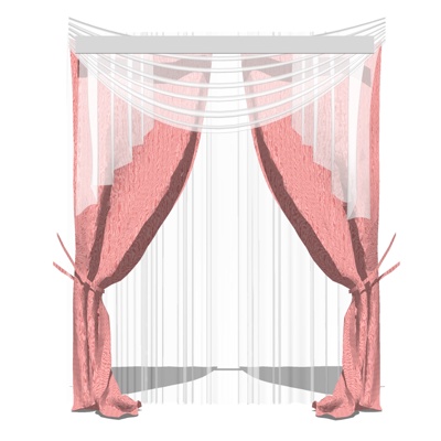 现代布艺窗帘免费su模型(1)