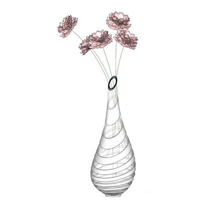 现代玻璃花瓶免费su模型(1)