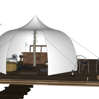现代户外帐篷免费su模型(1)
