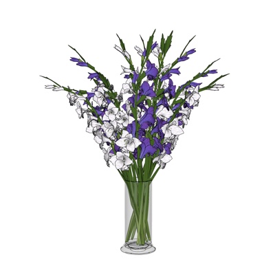 现代花卉花瓶免费su模型(1)