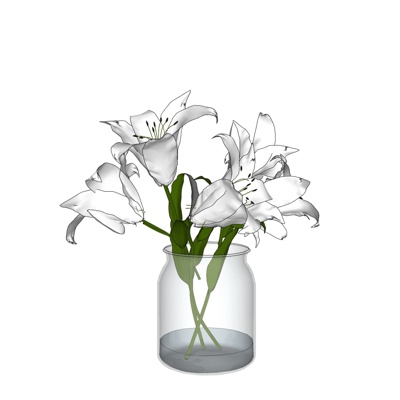 现代花卉花瓶免费su模型(1)
